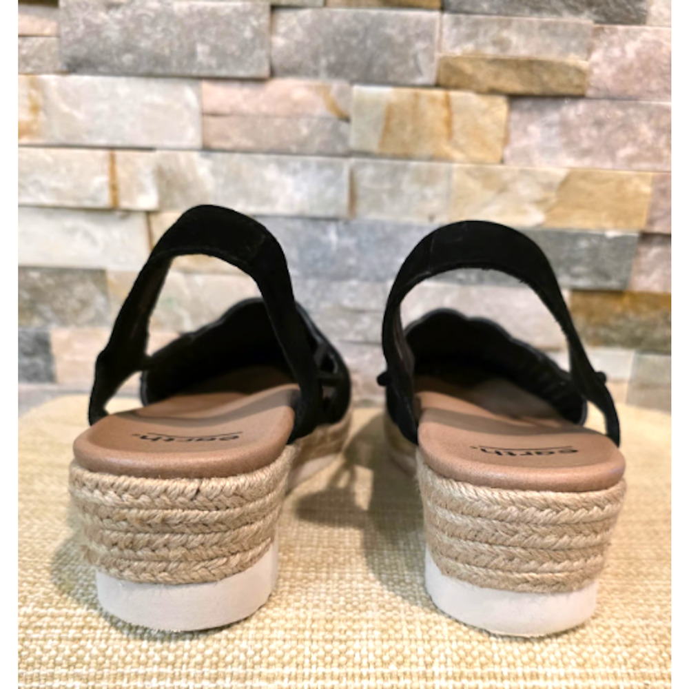 EARTH Black Espadrille Slingback Sandal Buran Azalea Leather Closed Toe 8.5 M - Picture 4 of 6